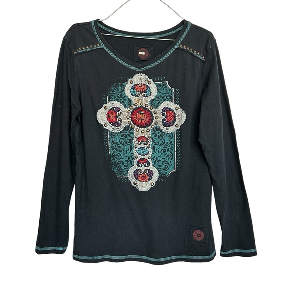 Double D Ranch Embroidered Long Sleeve Top Tee - Picture 2 of 13